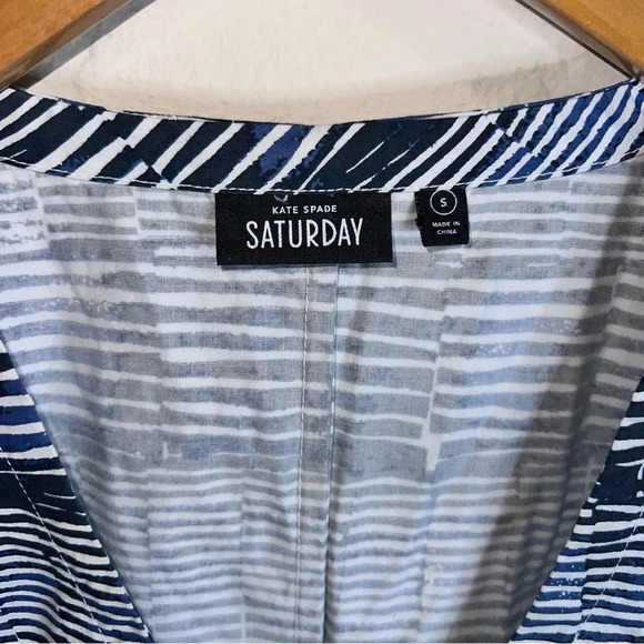 Kate Spade Saturday Cotton Navy Blue and White Sleeveless Shirt, Size Small - Picture 4 of 6